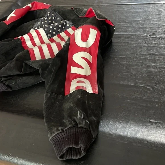 Leather American Flag Jacket. EUC, Suede, VINTAGE - Picture 2 of 5